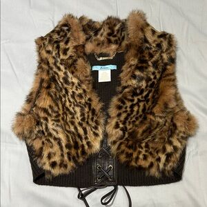 Marciano Leopard Print Fur Vest - perfect condition